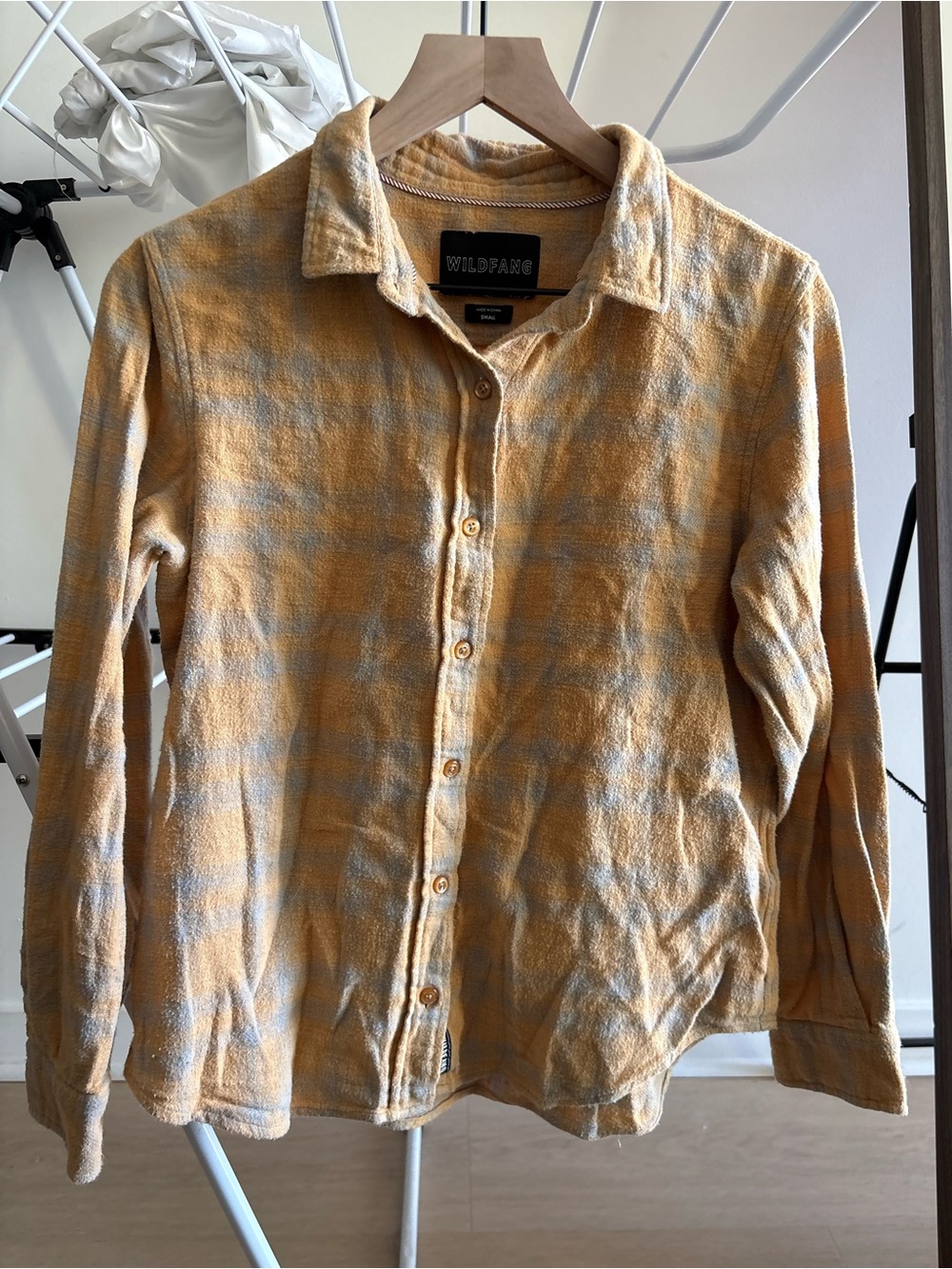 Wildfang Yellow and Cream Plaid Button-Down Shirt